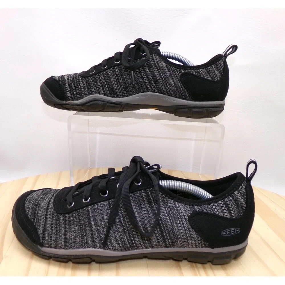 Keen Hush Knit Trail Shoes Womens Black Gray Size 7 Hiking Lace Up Low Top